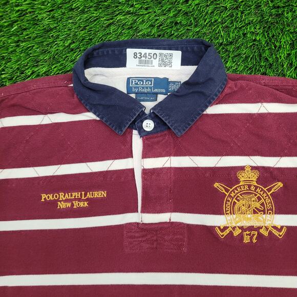 Ralph-Lauren Stripes Polo Shirt XL/2XL 24x28 Red White Crest - Picture 9 of 14